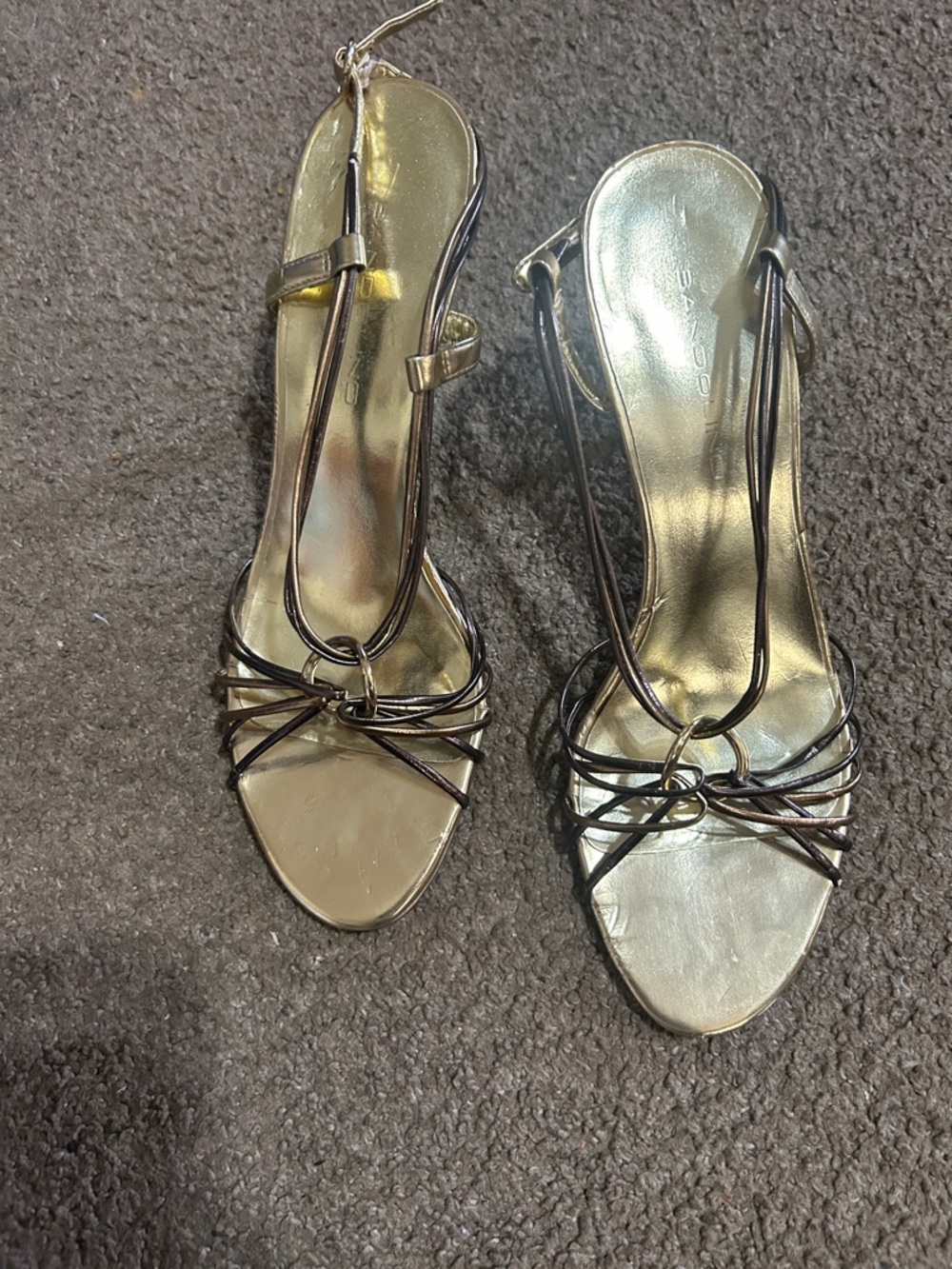 Bandolino Metallic Gold Strappy Slingback Heels